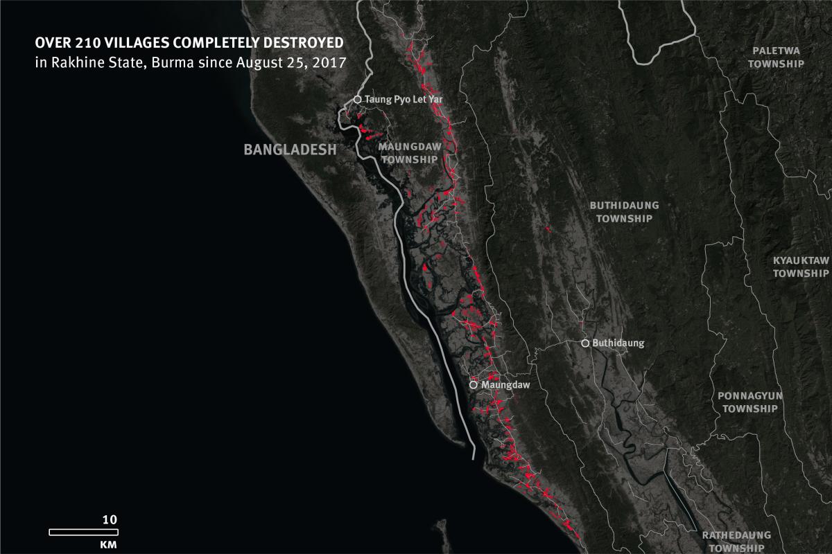 New satellite imagery shows 214 villages almost totally destroyed in Rakhine