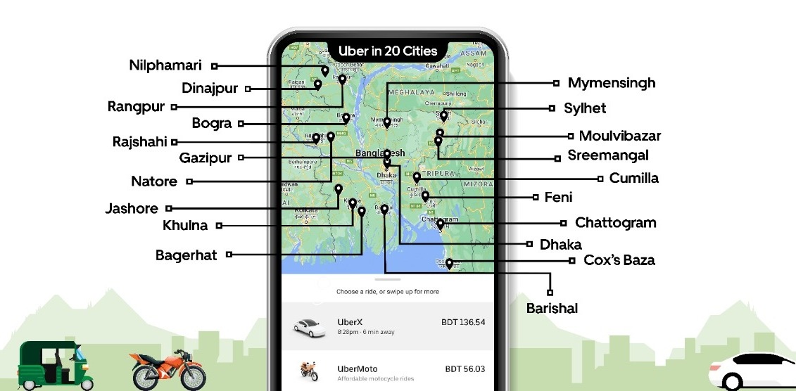 Uber now available in 20 different cities in Bangladesh