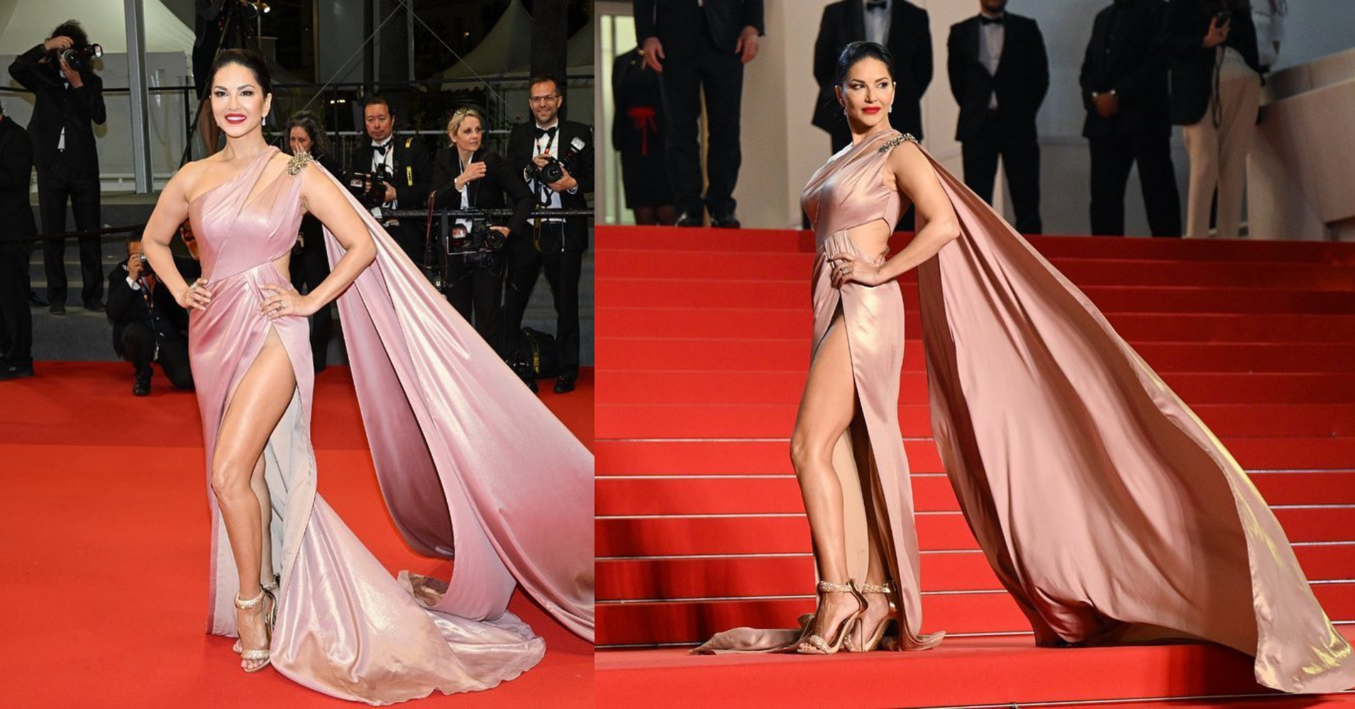 Sunny Leone stuns in satin gown on Cannes red carpet