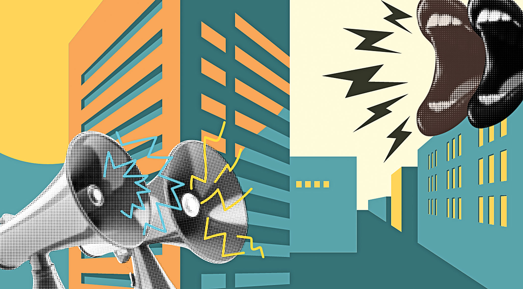 Not talking in a city of loudspeakers