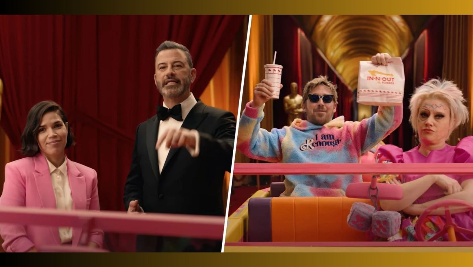 Jimmy Kimmel reunites ‘Barbie’ cast for patriarchy-skewering Oscars promo