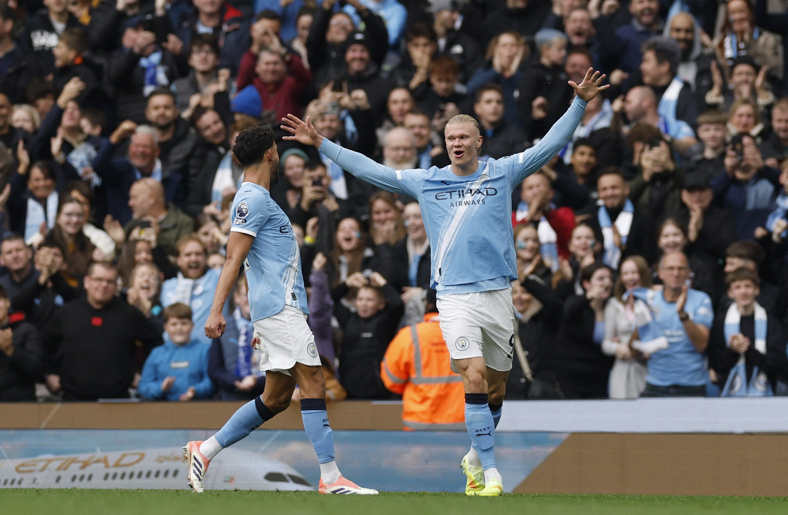 Haaland leads Man City to win over Everton with second-half double