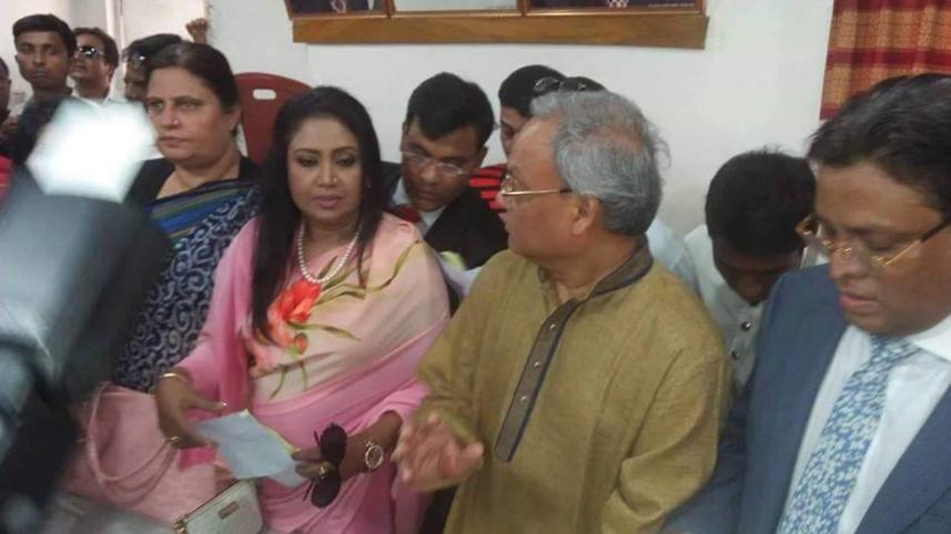 Popular singer Baby Nazneen and film actor Helal Khan collect their nomination forms from BNP