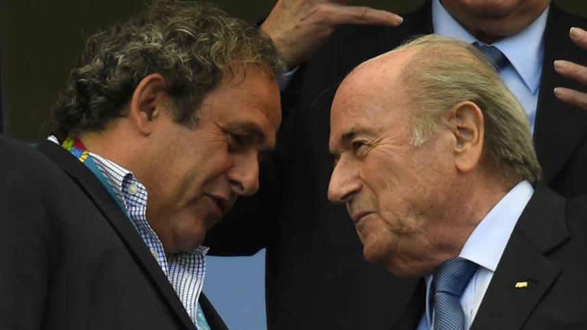FIFA President Sepp Blatter (R) and UEFA president Michel Platini 