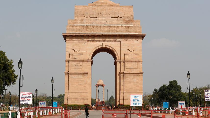 A view shows the India Gate war memorial