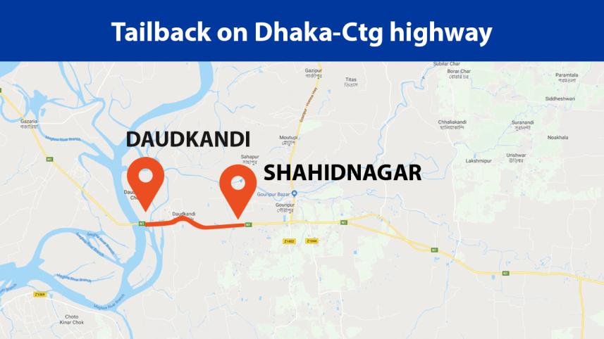 Dhaka-Chittagong highway traffic jam