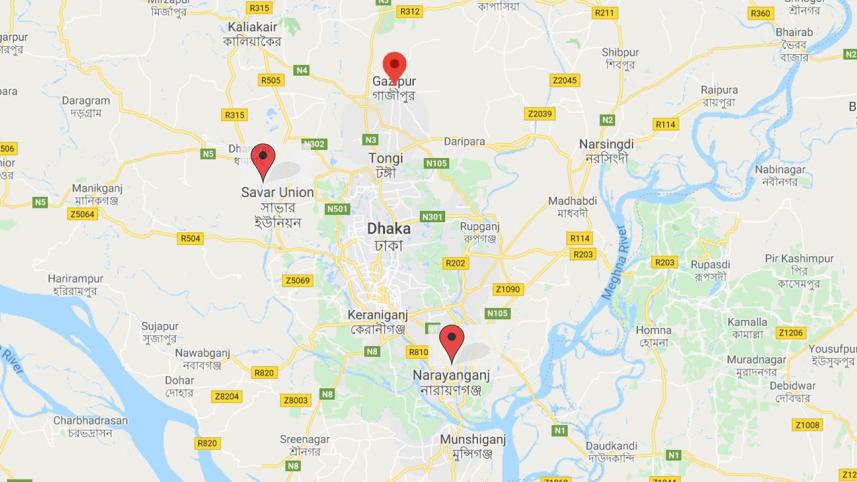 Savar, Narayanganj, gazipur map