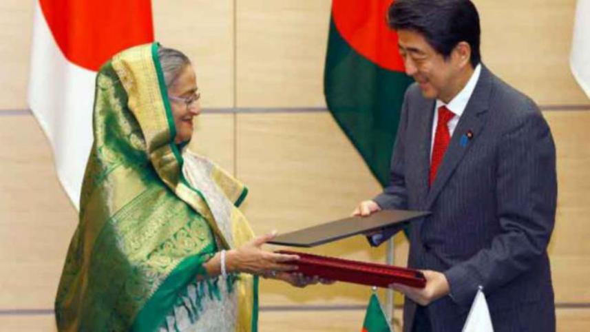 Sheikh Hasina with Shinzo Abe