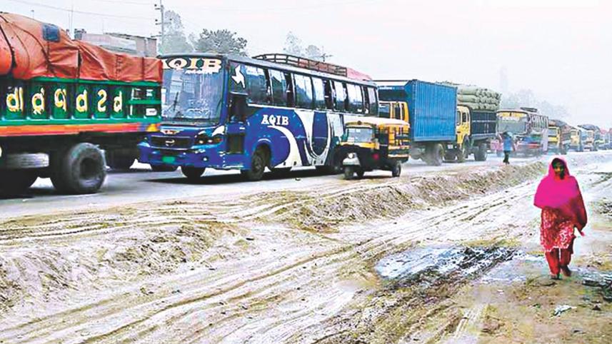 Dhaka-Tangail highway long Tailback
