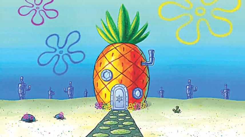 Who lives in a pineapple under the sea