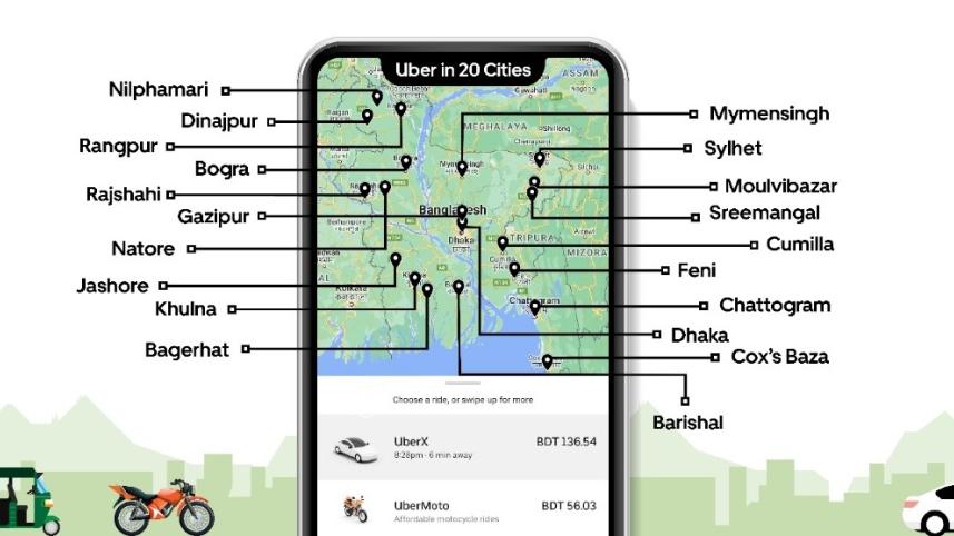 Uber available in 20 different cities in Bangladesh