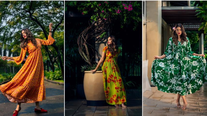 Floral and geometric pattern dresses for summer