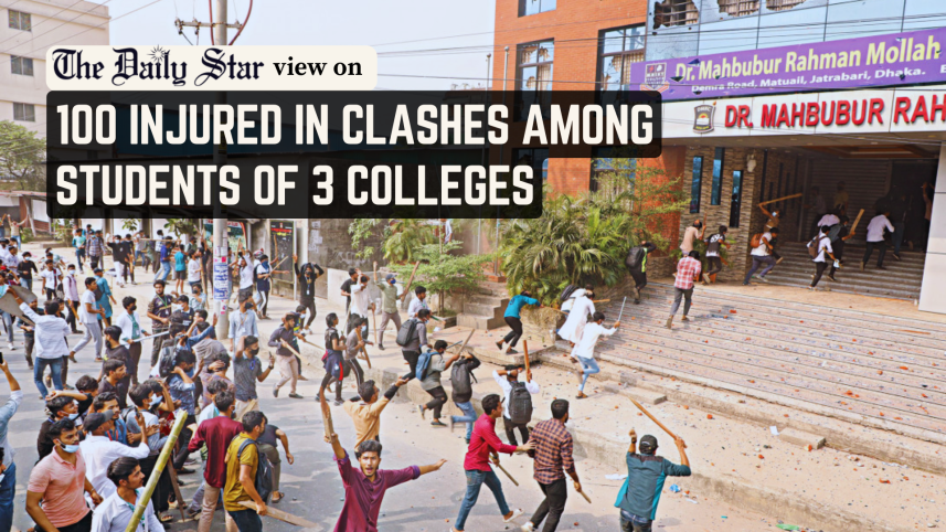 100 injured in clashes among students of 3 colleges