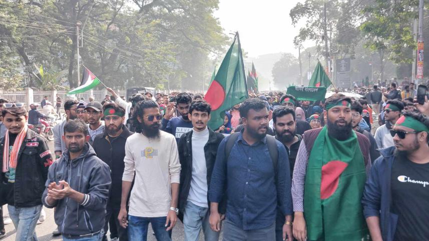 students gathering for unity march in Dhaka
