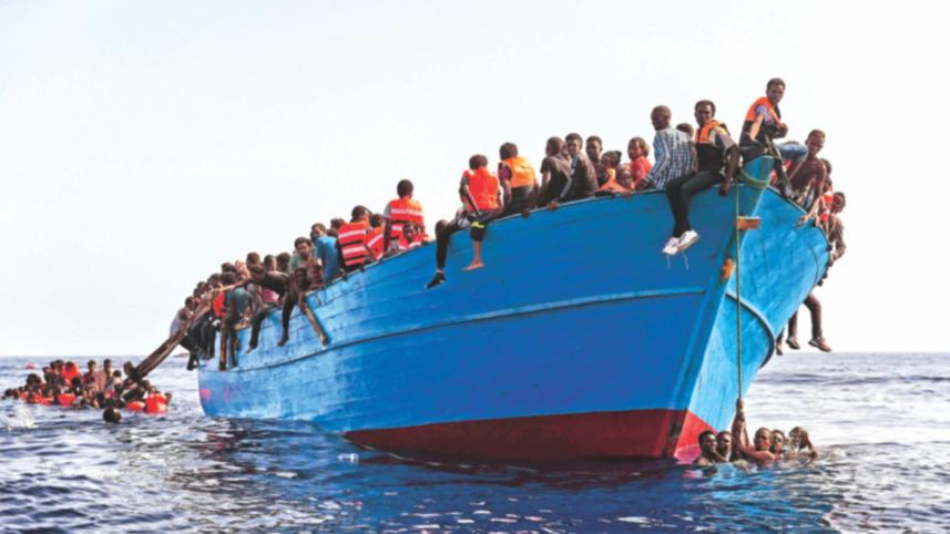 Bangladeshi migrants traveling to Italy by sea