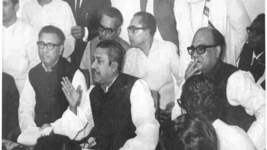 Tajuddin Ahmad with Bangabandhu and AL leaders