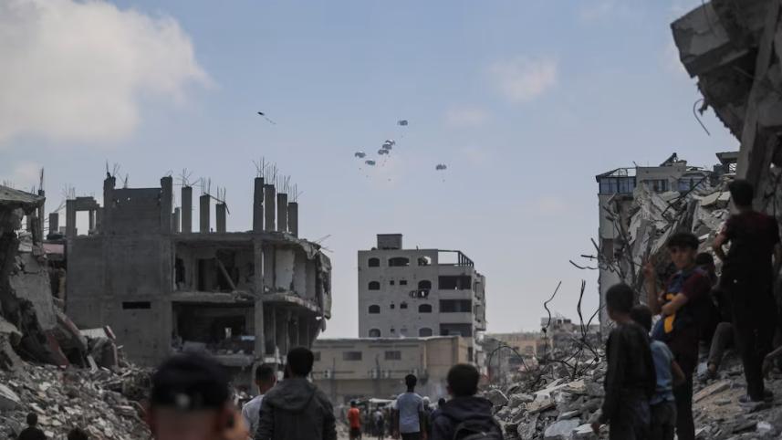 Aid being dropped in Gaza