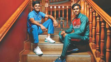 Bangladesh Under-19 captain Akbar Ali and his Indian counterpart Priyam Garg