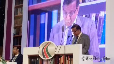 Law Minister Anisul Huq speaks at a programme 