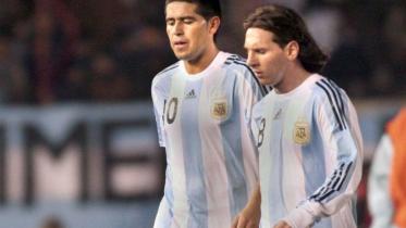 Juan Roman Riquelme and Lionel Messi