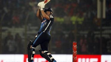 Ab de Villiers during his fantastic 50-ball 100 yesterday