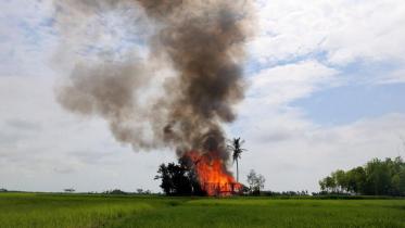 A house is seen on fire