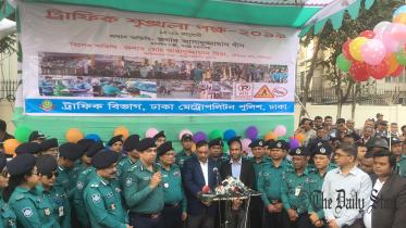 Home Minister Asaduzzaman Khan Kamal inaugurates the fortnightly traffic discipline programme