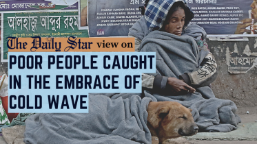 poor people caught in the embrace of cold wave