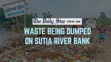 waste being dumped on sutia river bank