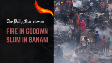fire in godown slum in banani