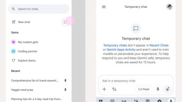 Google Gemini temporary chat