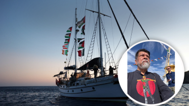 Shahidul Alam sails for Gaza waving Bangladesh flag and hope
