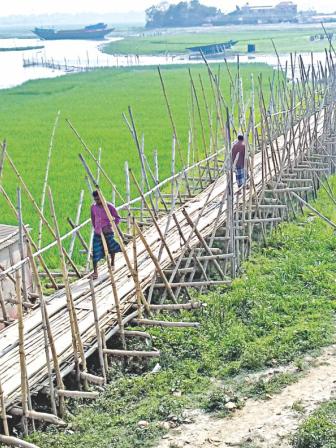 Risky bamboo bridge...